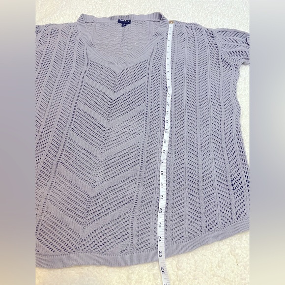 Torrid Womens Gray V-Neck 3/4 Sleeve Open Knit Textured Sweater - Picture 8 of 11